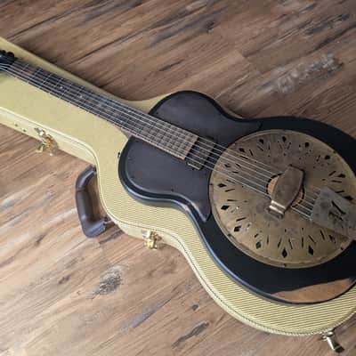 2023 Mule Modest Mavis Resophonic Electric Resonator Guitar Faded Black Relic W/OHSC image 8