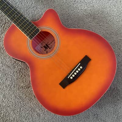 Cherry Burst 38 Inch Acoustic Guitar, ABS Body, Mahogany Neck image 1