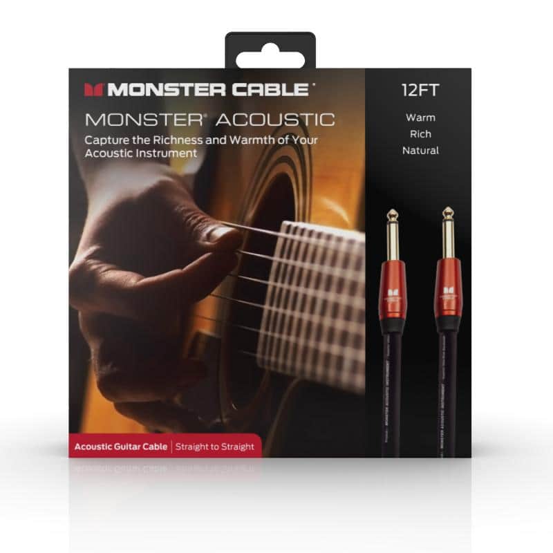 Monster Acoustic 12 ft/3.6m - straight 1/4” plugs (600556) - Black image 1