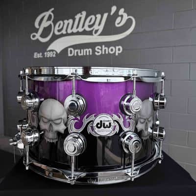 ~NEW~ DW Collector's Series SSC Pure Maple 8x14 Snare Drum in Exotic Sawblades & Skulls Graphics w/ Chrome Hardware image 7