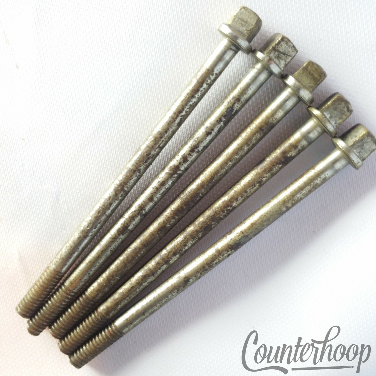 Slingerland 5x 4" T-Rods 30s Early Flat Head Tom/Snare Drum Tensioner Nickel USA — main photograph
