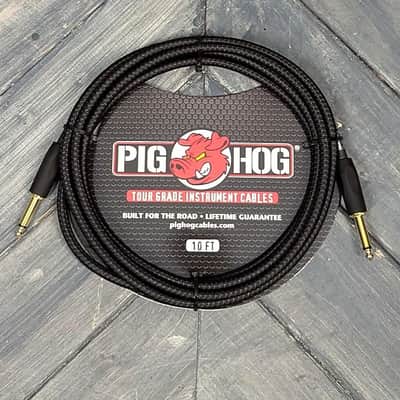 Pig Hog PCH10BK 10ft Black Woven Straight to Straight Instrument Cable image 3