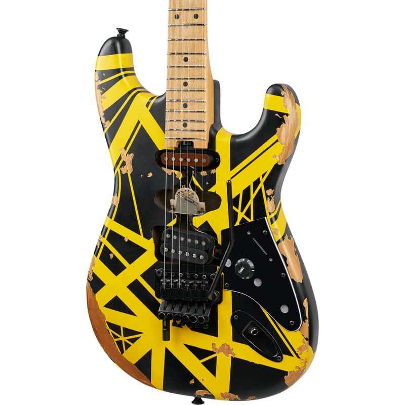EVH Limited Edition Striped Series Frankenstein Frankie Electric Guitar - Aged Black with Yellow Stripes image 1