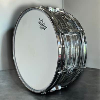 Ludwig No. 908 Jazz Festival 5x14" 8-Lug Snare Drum w/ Keystone Badge -1965- Oyster Blue Pearl image 4