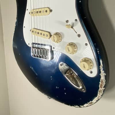 1983 E-Series USA Fender Stratocaster Neck  Hardtail MJT Lake Placid Blue Pine Body image 6