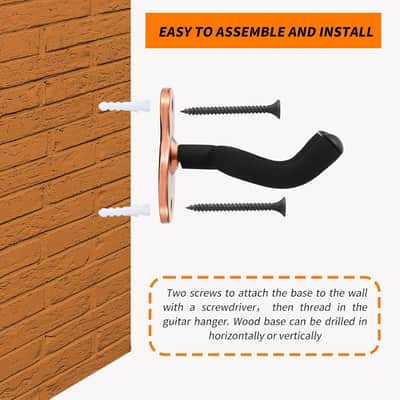Guitar Wall Mount Hangers 2 Pack,Guitar Hanger Wall Hook Holders Stand for Bass Electric Acoustic Guitar Ukulele (Copper) image 3