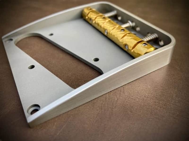 Van Dyke-Harms Left-Hand Telecaster Bridge w/front attachment points and Monolithic Saddle Combo 2023 - Stainless Steel image 1