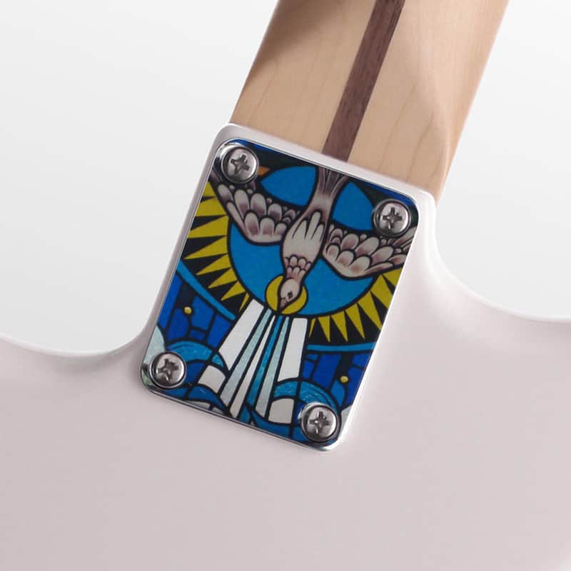 Custom Christian Dove Graphic Color Image Neck Plate Fits Strat / Tele / Bass- USA MADE! image 1