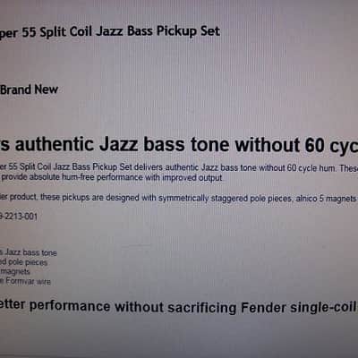 Fender  Super 55 Split Coil Jazz Bass Pickup Set/ New both Pickups! image 4