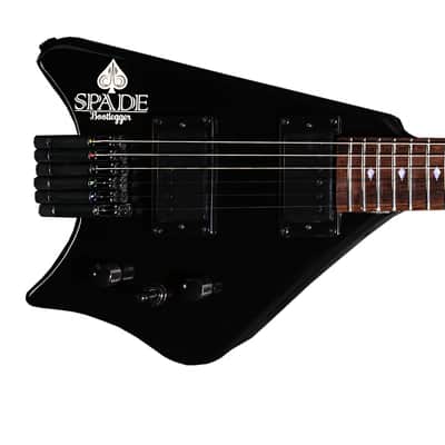 BootLegger Guitar Spade Gibson Scale 24.75 Headless Guitar With Case 2022 Black image 8