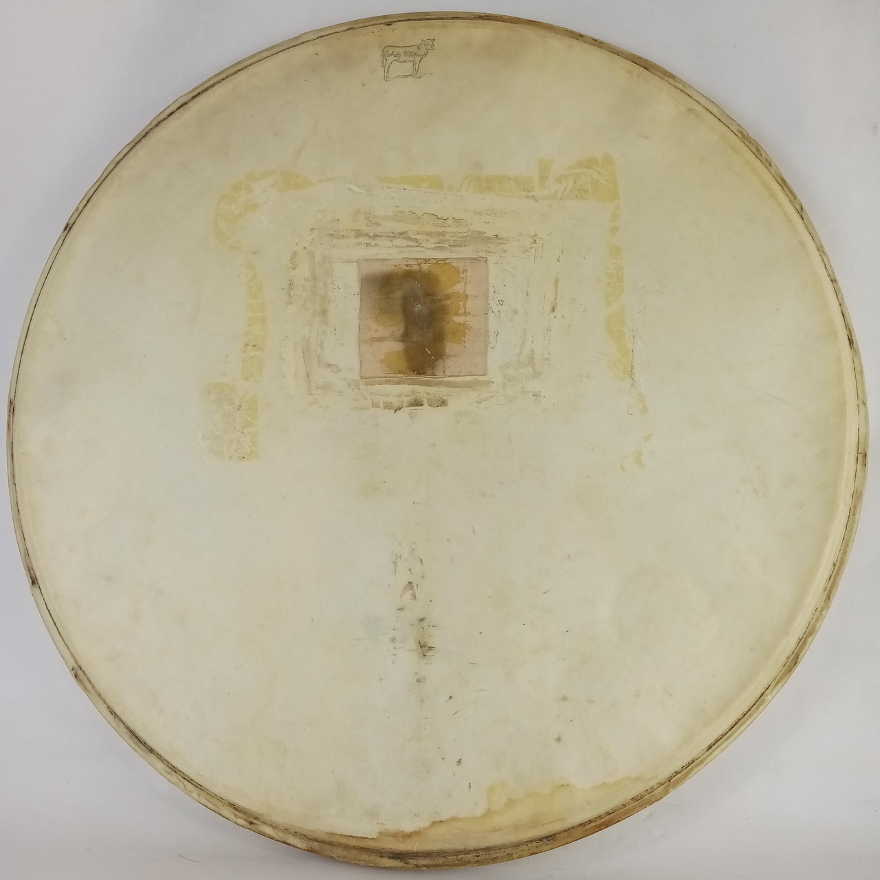 Ludwig 20"Whitecalf Calf Skin Bass Drum Head Vintage 50s Transition Badge Script — main photograph