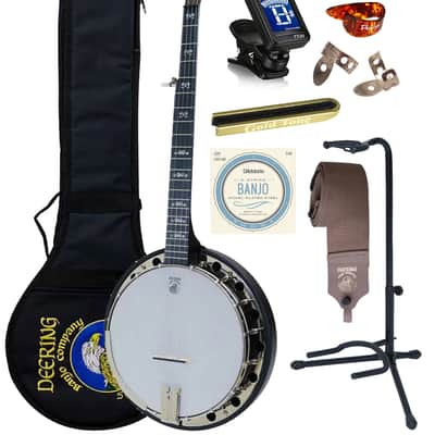 Deering Artisan Goodtime 2 II 5-String Resonator Deluxe Bluegrass Banjo with Instrument Alley Bag, Tuner, Stand, Strap, Strings Bundle image 1