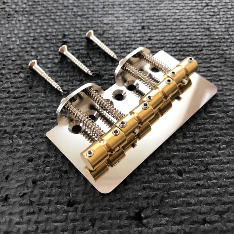 Retrovibe® Fully compensatable bass bridge for 51 Precision string thru, brass saddle, 19mm spacing image 1