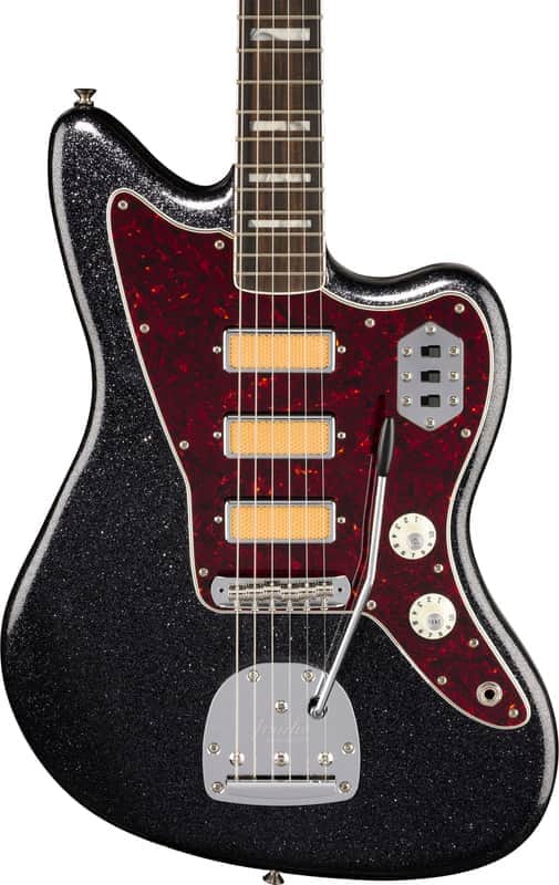 Fender - Limited Edition Jazzmaster - Electric Guitar w/ Gold Foil Pickups & Ebony Fretboard - Black Sparkle