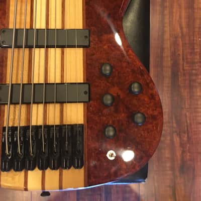 Wolf 7 String Bass Gloss Quilted Bubinga Top Neck-Thru w/ Gigbag image 6