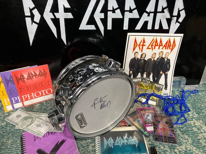 Hart Dynamics - Rick Allen's Def Leppard, 8" Trigger Hammered Chrome Trigger Pad (RA #2058) 2000s, With AUTOGRAPHED HEAD!! image 1