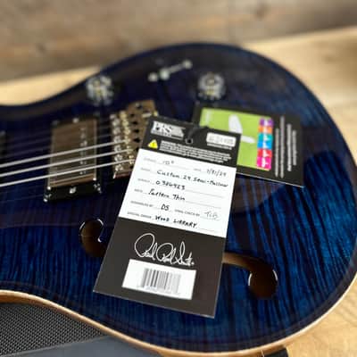 PRS Wood Library Custom 24 Semi-Hollow Flame Maple 10 Top - Whale Blue 386423 image 13