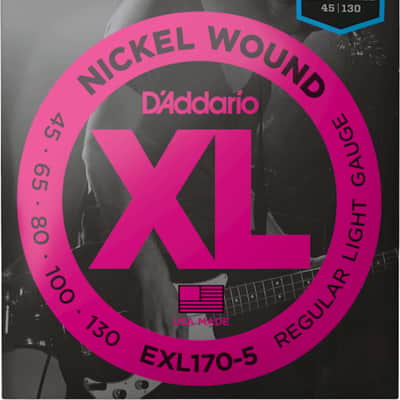 D'Addario EXL170-5 XL Regular Light Nickel 5-String Bass Strings, 45-130, Bulk Set No Packaging image 1