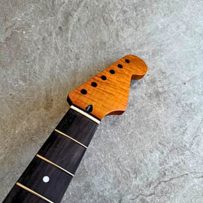 Strat Guitar Neck Roasted Lion Flame Rosewood fretboard – 22-Fret, Satin Finish, 12" Radius image 9