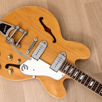 1999 Epiphone Casino Hollowbody Guitar Natural w/ 1 11/16" Nut, Bigsby B7 & Case, Peerless image 10