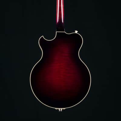 Hinde Jazz Model Adirondack Spruce and Flamed Maple Merlot Burst Mandolin with Pickup image 3