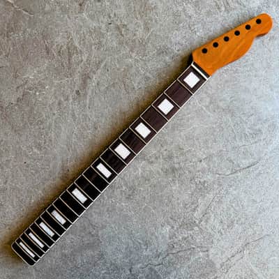 Tele Roasted Rosewood Fretboard Neck  21 Fret Pearl Block Inlays Satin Finish image 2