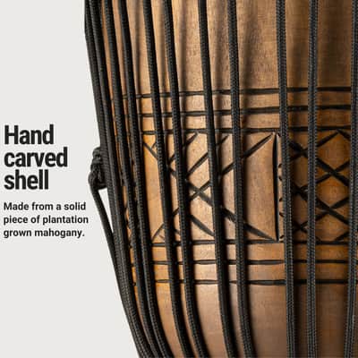 Meinl Percussion Mahogany Wood Djembe  — 12" Large Size Rope Tuned Goat Skin Head (HDJ17-L) image 3