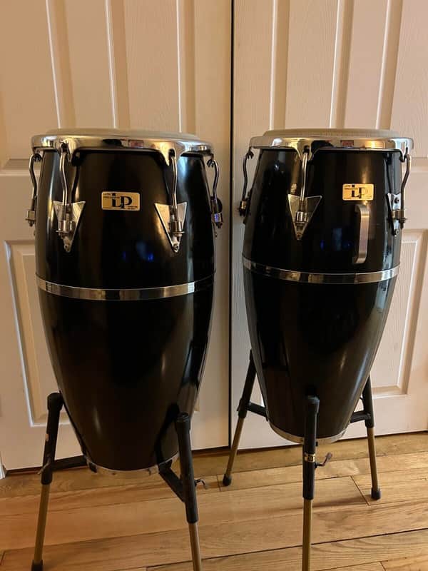 Latin Percussion Palisades Park, NJ Conga Set w/ Original Bags and Stands 1970s - Black image 1