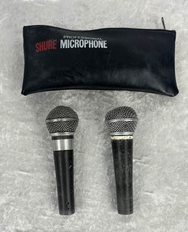 Lot of 2 1980's Shure SM-58 microphones mics image 1