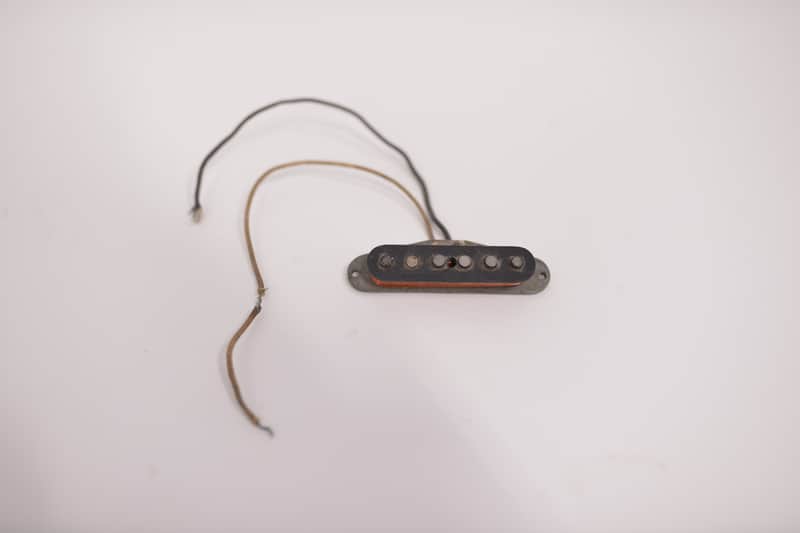 1968-1969 Vintage Fender Stratocaster Middle Neck Pickup Gray-Bottom Staggered-Pole Cloth-Wire Nonworking 1960's image 1