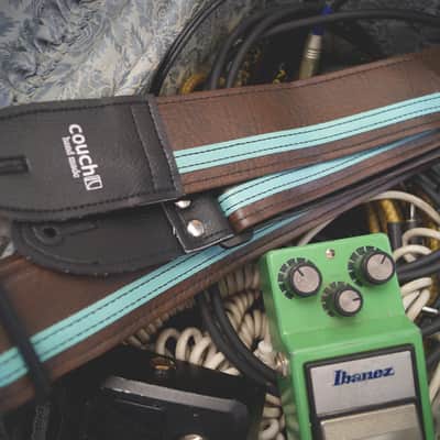 Couch Brown with Aqua Vinyl Racer X Guitar Strap image 4