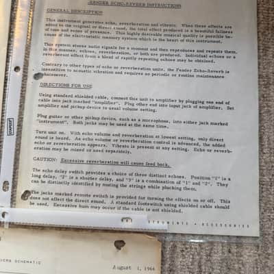 Immagine 1966 Fender Echo Reverb Instructions and Schematic Case Candy - 2
