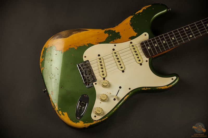 Fender Custom Olive Green Stratocaster Nitro Relic 1995 | Reverb
