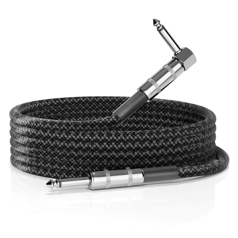 1/4 Inch Cable TS Guitar Cable 10 ft 1-Pack, Instrument Cable Guitar AMP Cord Straight to Right Angle 6.35mm Male to Male Stereo Audio Cable for Electric Guitar, Bass, Amplifier, etc image 1