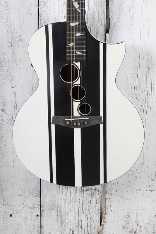 Schecter DJ Ashba Acoustic Electric Guitar Solid Spruce Top Satin White Finish image 1