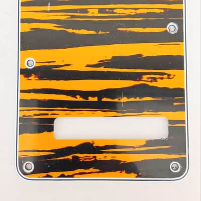 Strat Guitar Tremolo Cover - Yellow / Black Strip NEW image 1