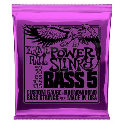 Power Slinky 5-String Ni-Wnd Electric Bass Strings 50-135 Gauge Set 50/G 70/D 85/A 105/E 135 Low-B image 1