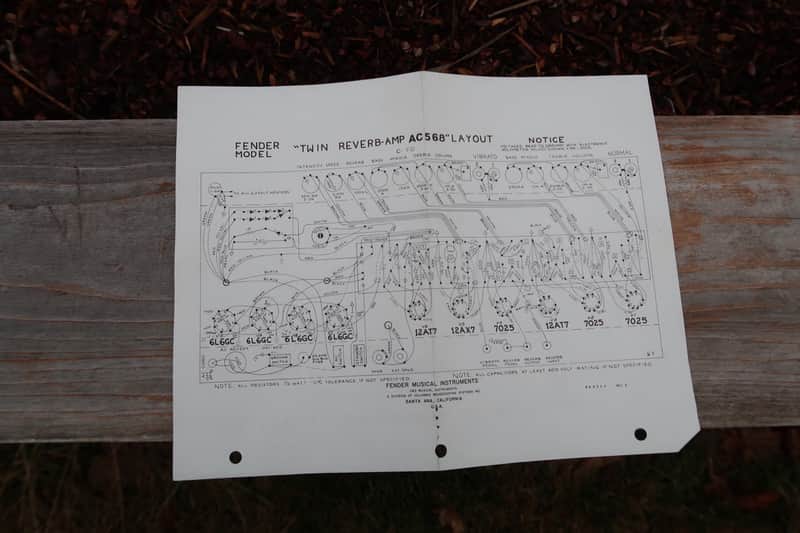 Fender Twin Reverb AC568 1968 Schematic Double Sided Original! image 1