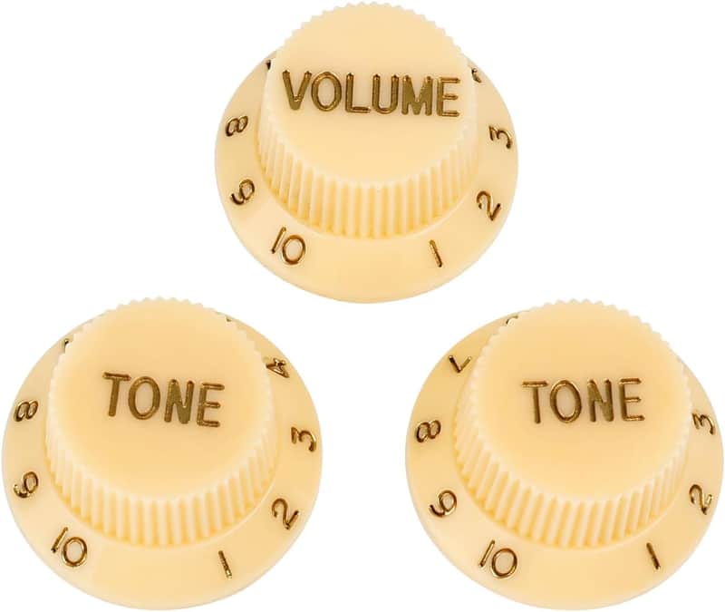 Electric Guitar Control Knobs 2 Tone and 1 Volume Knobs Metric 6mm (15/64") Speed Knobs Top Hat for Squier Strat ST Electric Guitars Pack of 3 JT/XN-04 Cream image 1