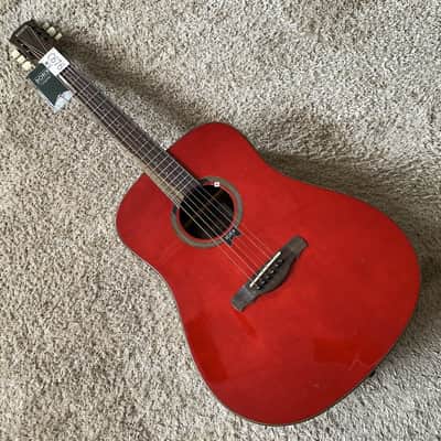 Red 41 Inch Acoustic Guitar, Spruce Mahogany Body, Rosewood Fingerboard Neck image 15