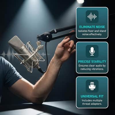 Microphone Shock Mount Mic Holder - Anti Vibration Spider Shockmount Compatible With Many Condenser Mics Like At2020 Mxl 770 Mxl 990 Samson G Track Pro Rode Procaster Nt1-A Neumann U87 Etc. image 8
