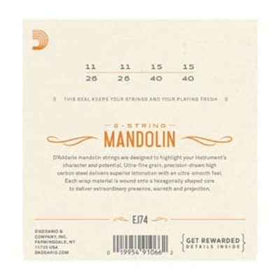 D'Addario EJ74 Mandolin Strings, Phosphor Bronze, Medium, 11-40 image 2