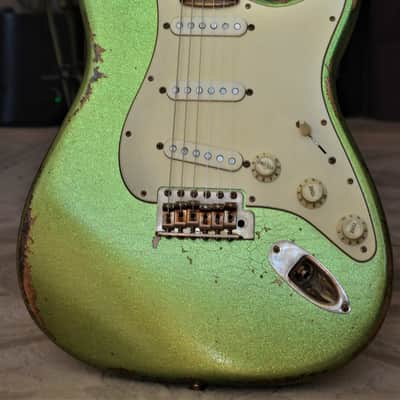 Fender Custom Stratocaster Heavy Relic Lime Green Sparkle CS Texas Specials image 1
