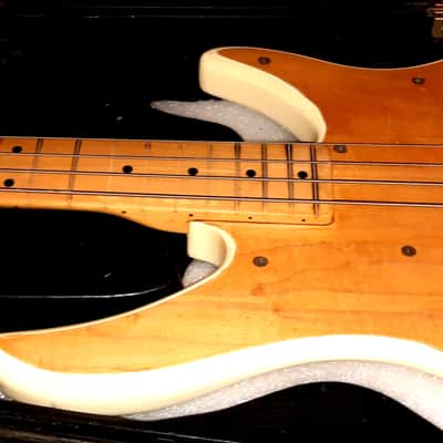 LOCAL PICKUP ONLY VEGAS>Peavey Patriot bass guitar 1986 - white, with factory yellow wood, and player modified with natural wood, NEEDS ELECTRONIC CONNECTION image 13
