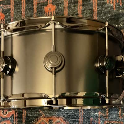 DW 6.5x14 Collector's Satin Black over Brass Snare Drum w/ Black Nickel HW image 5
