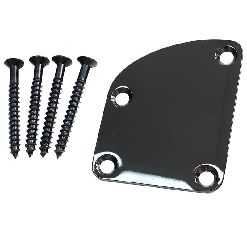 Guitar Neck Plate Black Curved Neck Plate Neck Joint Plate Electric Guitar Part Replacement For Telecaster Neck Tele Neck Strat Neck St Neck Bass Neck image 1