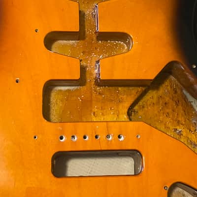 1993 MIM Fender Mexico 3TS Sunburst Stratocaster Guitar Body 6 Post Tremolo image 6