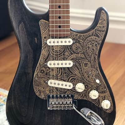 Raw paisley laser engraved wood pickguard for stratocaster plus vinyl guitar case sticker image 6