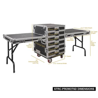 STRC-PROW2T6D | 6-Drawer Customizable Stage and Studio Utility Equipment Workstation Storage Road Case with Two Tables - Pro Tour Grade image 8