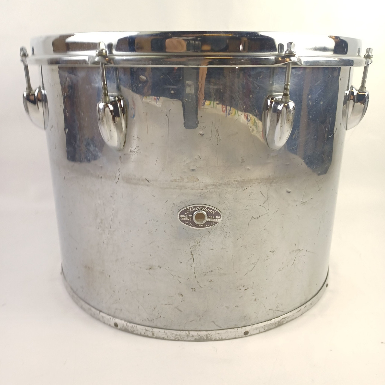 Slingerland 12x16" 3Ply Chrome Over Wood Concert Tom Drum 70s Marching Quad COW — main photograph